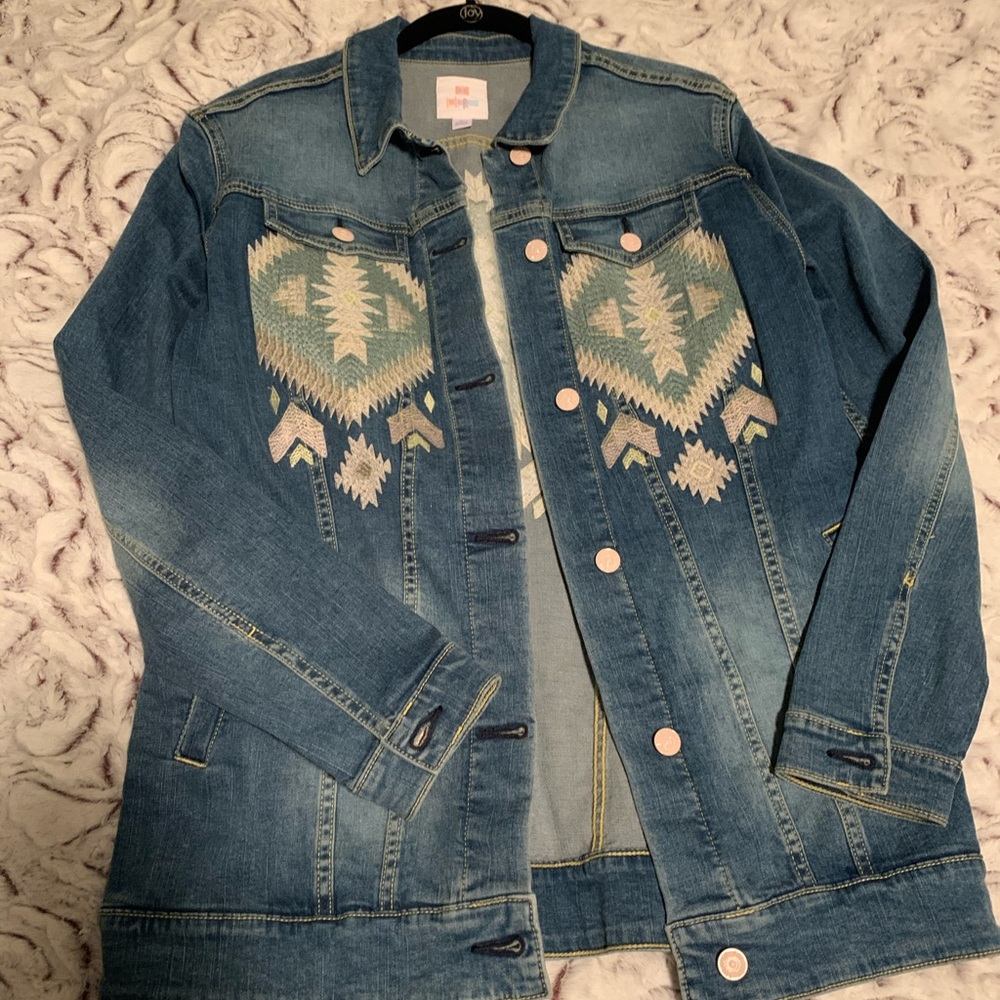 Lularoe denim embroidered jacket